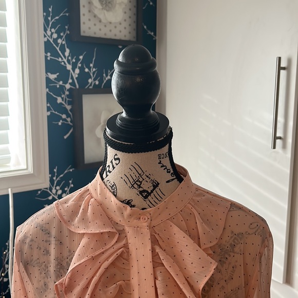 STUNNING H&M LIGHT PINK BLOUSE WITH TINY DOTS ALL OVER BNWT SIZE 10 - Picture 2 of 16